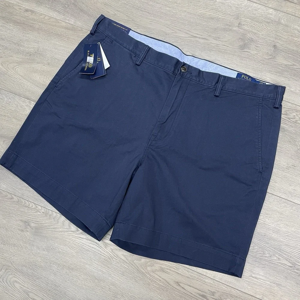 NWT Polo Ralph Lauren Classic Fit Blue Chino Shorts Men Sz 40 Prep Casual